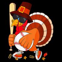 Turkey Playing Baseball Thanksgiving Cooling Performance Long Sleeve Crew