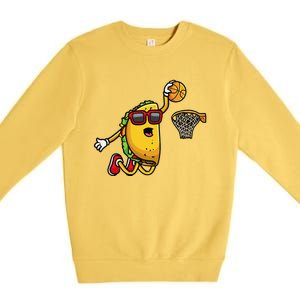 Taco Playing Basketball Mexican Cinco De Mayo Premium Crewneck Sweatshirt