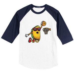 Taco Playing Basketball Mexican Cinco De Mayo Baseball Sleeve Shirt