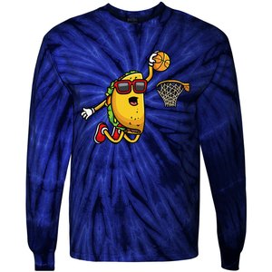 Taco Playing Basketball Mexican Cinco De Mayo Tie-Dye Long Sleeve Shirt