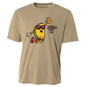 Taco Playing Basketball Mexican Cinco De Mayo Cooling Performance Crew T-Shirt