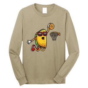 Taco Playing Basketball Mexican Cinco De Mayo Long Sleeve Shirt