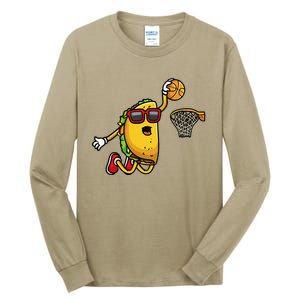 Taco Playing Basketball Mexican Cinco De Mayo Tall Long Sleeve T-Shirt