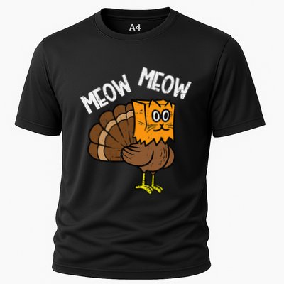 Turkey Paper Bag Meow Funny Thanksgiving Cat Performance Shirt