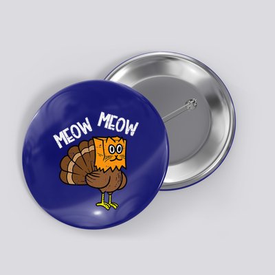 Turkey Paper Bag Meow Funny Thanksgiving Cat Button