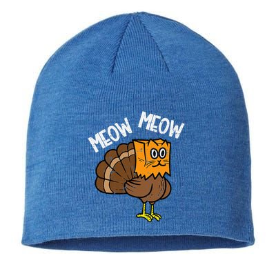 Turkey Paper Bag Meow Funny Thanksgiving Cat Sustainable Beanie