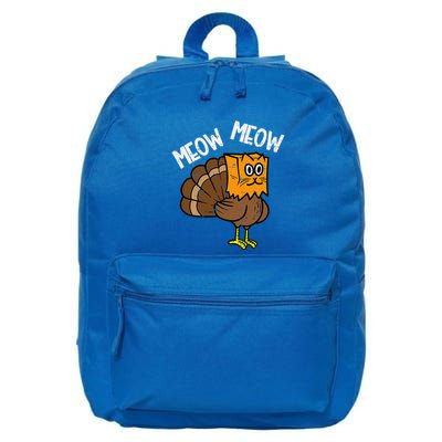 Turkey Paper Bag Meow Funny Thanksgiving Cat 16 in Basic Backpack