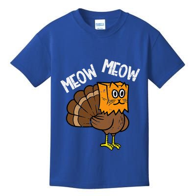Turkey Paper Bag Meow Funny Thanksgiving Cat Kids T-Shirt