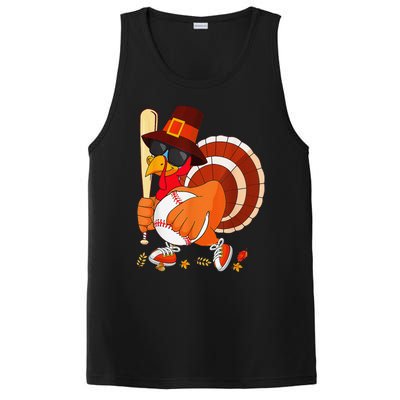 Turkey Playing Baseball Thanksgiving PosiCharge Competitor Tank