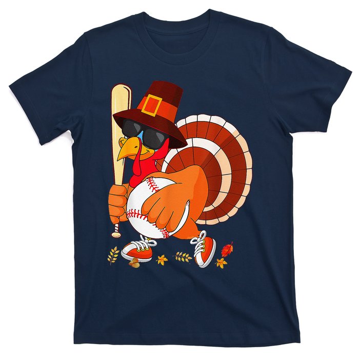 Turkey Playing Baseball Thanksgiving T-Shirt