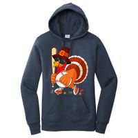 Turkey Playing Baseball Thanksgiving Women's Pullover Hoodie