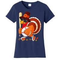 Turkey Playing Baseball Thanksgiving Women's T-Shirt