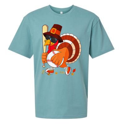 Turkey Playing Baseball Thanksgiving Sueded Cloud Jersey T-Shirt