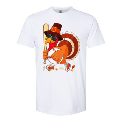 Turkey Playing Baseball Thanksgiving Softstyle® CVC T-Shirt