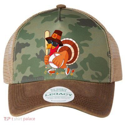 Turkey Playing Baseball Thanksgiving Turkey Baseball Player Legacy Tie Dye Trucker Hat