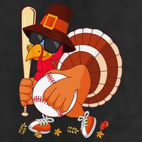 Turkey Playing Baseball Thanksgiving Turkey Baseball Player 7 Panel Mesh Trucker Snapback Hat