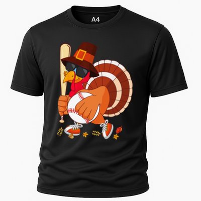 Turkey Playing Baseball Thanksgiving Turkey Baseball Player Performance Shirt