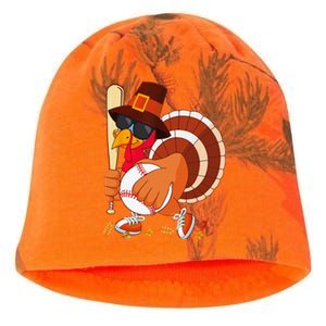 Turkey Playing Baseball Thanksgiving Turkey Baseball Player Kati - Camo Knit Beanie