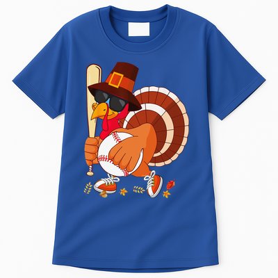 Turkey Playing Baseball Thanksgiving Turkey Baseball Player Tall T-Shirt