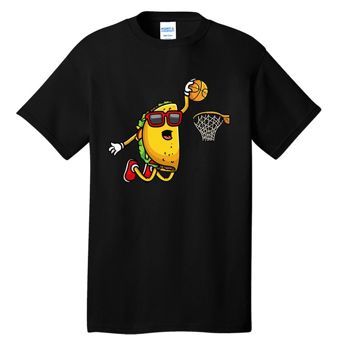 Taco Playing Basketball Funny Cinco De Mayo Sport Lover Tall T-Shirt