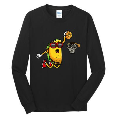 Taco Playing Basketball Funny Cinco De Mayo Sport Lover Tall Long Sleeve T-Shirt