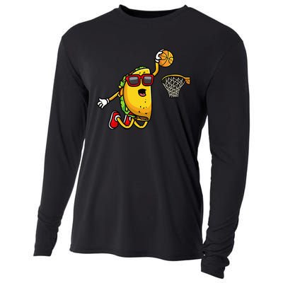 Taco Playing Basketball Funny Cinco De Mayo Sport Lover Cooling Performance Long Sleeve Crew