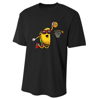 Taco Playing Basketball Funny Cinco De Mayo Sport Lover Performance Sprint T-Shirt