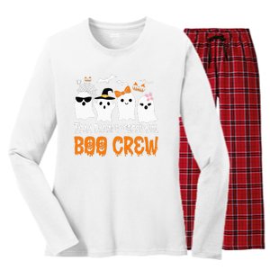 Team Paraprofessional Boo Crew Pumpkin Scary Halloween Women's Long Sleeve Flannel Pajama Set 