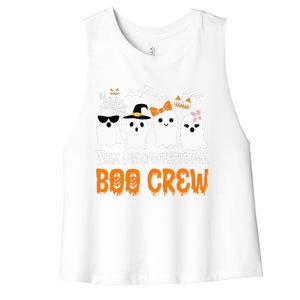 Team Paraprofessional Boo Crew Pumpkin Scary Halloween Women's Racerback Cropped Tank