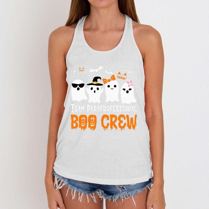 Team Paraprofessional Boo Crew Pumpkin Scary Halloween Women's Knotted Racerback Tank