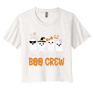 Team Paraprofessional Boo Crew Pumpkin Scary Halloween Women's Crop Top Tee