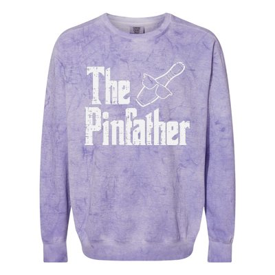 The Pinfather Bowling Dad Fathers Day Bowler Daddy Papa Colorblast Crewneck Sweatshirt