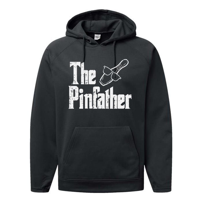 The Pinfather Bowling Dad Fathers Day Bowler Daddy Papa Performance Fleece Hoodie