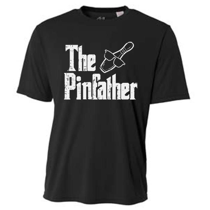 The Pinfather Bowling Dad Fathers Day Bowler Daddy Papa Cooling Performance Crew T-Shirt