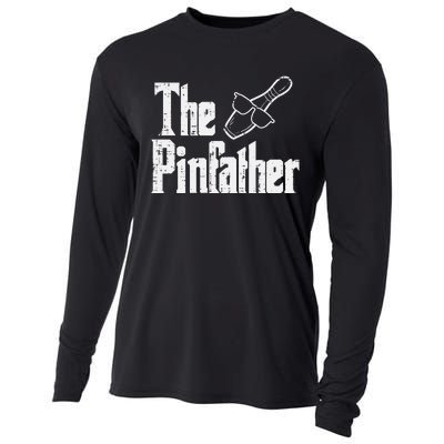 The Pinfather Bowling Dad Fathers Day Bowler Daddy Papa Cooling Performance Long Sleeve Crew