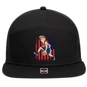 Trump Playing Basketball Funny President Sports Lover Gift Great Gift 7 Panel Mesh Trucker Snapback Hat