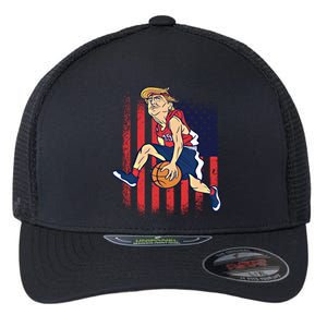 Trump Playing Basketball Funny President Sports Lover Gift Great Gift Flexfit Unipanel Trucker Cap