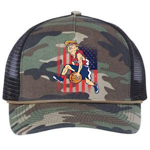 Trump Playing Basketball Funny President Sports Lover Gift Great Gift Retro Rope Trucker Hat Cap