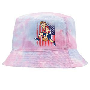 Trump Playing Basketball Funny President Sports Lover Gift Great Gift Tie-Dyed Bucket Hat