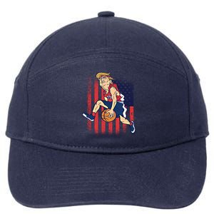 Trump Playing Basketball Funny President Sports Lover Gift Great Gift 7-Panel Snapback Hat