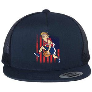 Trump Playing Basketball Funny President Sports Lover Gift Great Gift Flat Bill Trucker Hat