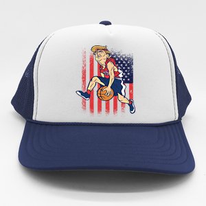 Trump Playing Basketball Funny President Sports Lover Gift Great Gift Trucker Hat