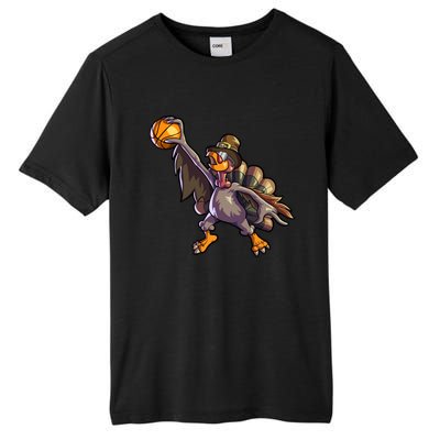 Turkey Playing Basketball Thanksgiving Boys Turkey Gift Tall Fusion ChromaSoft Performance T-Shirt