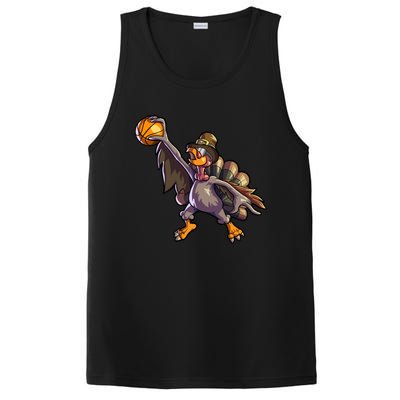 Turkey Playing Basketball Thanksgiving Boys Turkey Gift PosiCharge Competitor Tank