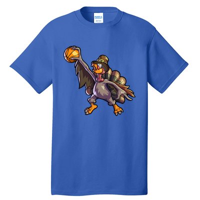 Turkey Playing Basketball Thanksgiving Boys Turkey Gift Tall T-Shirt