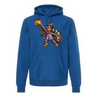 Turkey Playing Basketball Thanksgiving Boys Turkey Gift Premium Hoodie