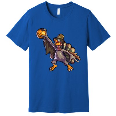 Turkey Playing Basketball Thanksgiving Boys Turkey Gift Premium T-Shirt