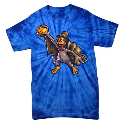 Turkey Playing Basketball Thanksgiving Boys Turkey Gift Tie-Dye T-Shirt