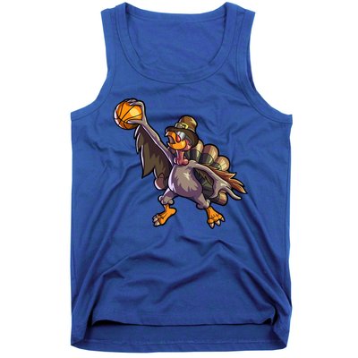 Turkey Playing Basketball Thanksgiving Boys Turkey Gift Tank Top