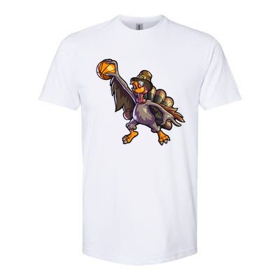 Turkey Playing Basketball Thanksgiving Boys Turkey Gift Softstyle CVC T-Shirt